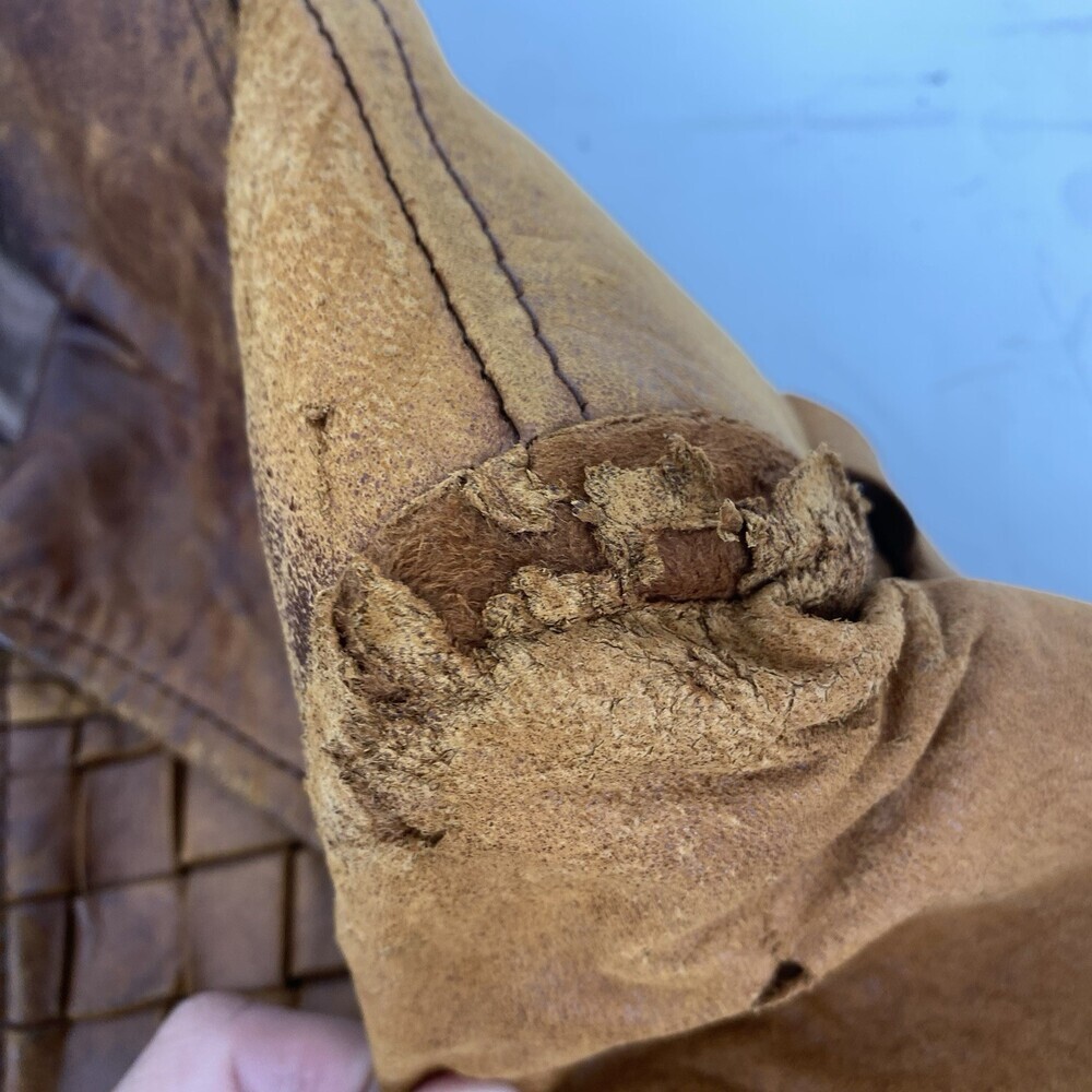 Vintage 70's Bermans Leather Experts Basketweave Brown Leather Jacket Size 38 - Picture 8 of 15